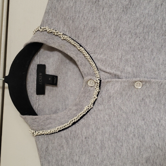 J. CREW Gray Jackie Cardigan Sweater with Beaded Collar - Picture 7 of 12